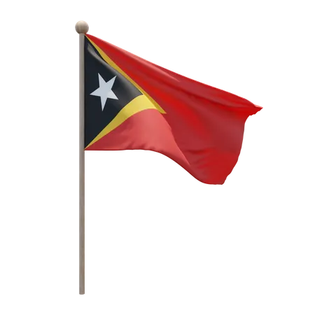 East Timor Flag Pole  3D Illustration