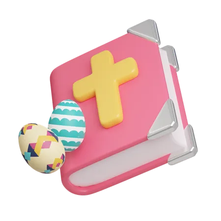 Easter Egg Book With Cute Decorative Design Easter Egg Icons 3 D Illustration Easter Festive 3D Icon