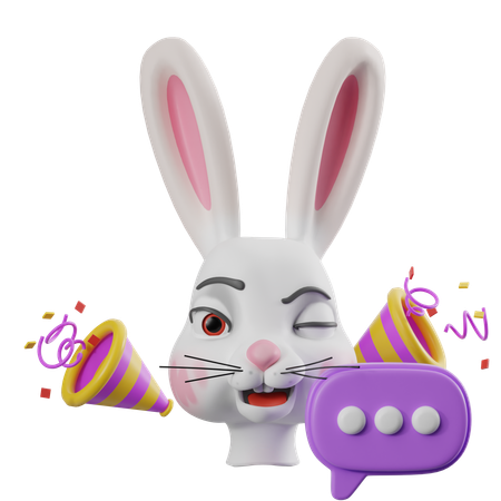 이스터 토끼 축하와 함께 코멘트  3D Icon