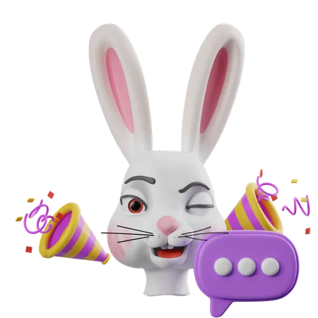 이스터 토끼 축하와 함께 코멘트  3D Icon
