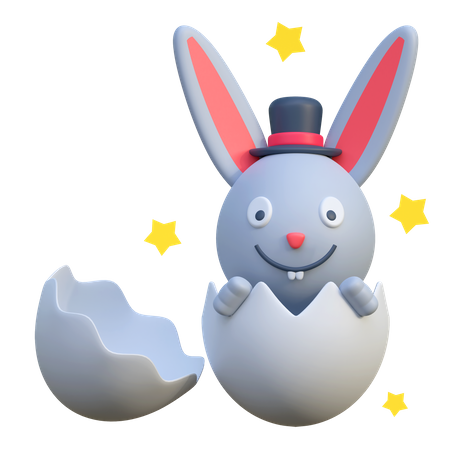 Easter Bunny Egg Hatched  3D Icon