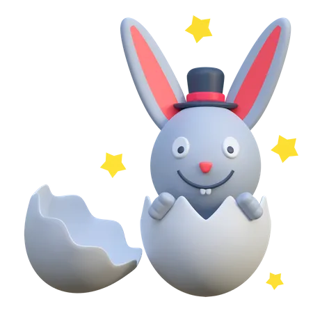 Easter Bunny Egg Hatched  3D Icon