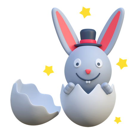 Premium Easter Bunny Egg Hatched 3D Icon download in PNG, OBJ or Blend  format