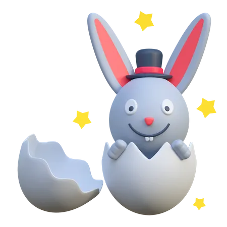 Easter Bunny Egg Hatched Icon Easter Egg 3 D Illustration 3D Icon