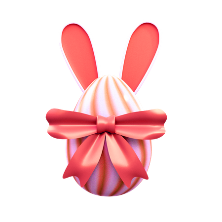 Easter Bunny Egg With Ribbon  3D Icon