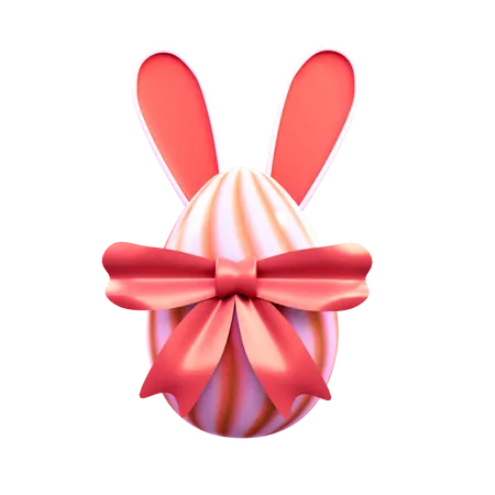 Easter Bunny Egg With Ribbon  3D Icon