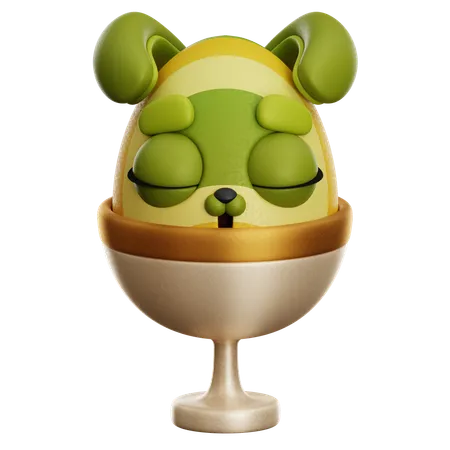 Easter Bunny Sleep on Cup  3D Icon