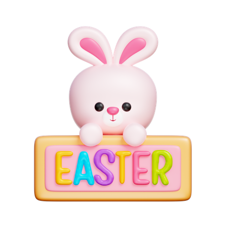 Easter Bunny with Easter Board  3D Icon