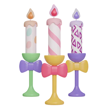 Easter Themed Candles With Egg Patterns And Bows Easter Egg Icons 3 D Illustration Easter Festive 3D Icon