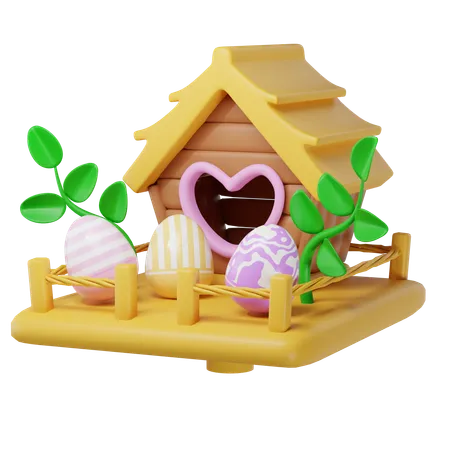 Easter Day Eggs Houses 3D Icon