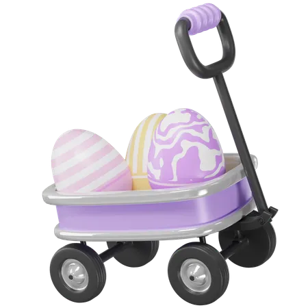 Easter Day Celebration Eggs Cart 3D Icon