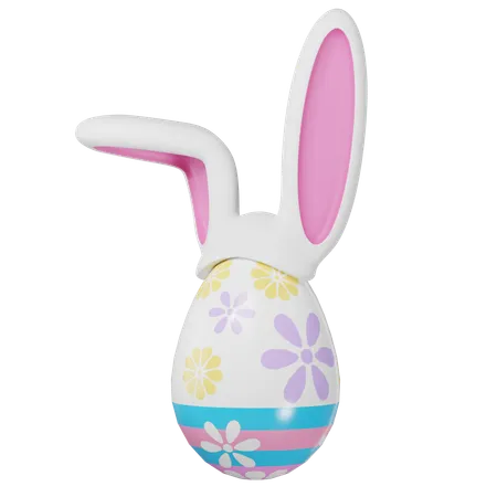 Easter Day Egg And Rabbit Ears 3D Icon