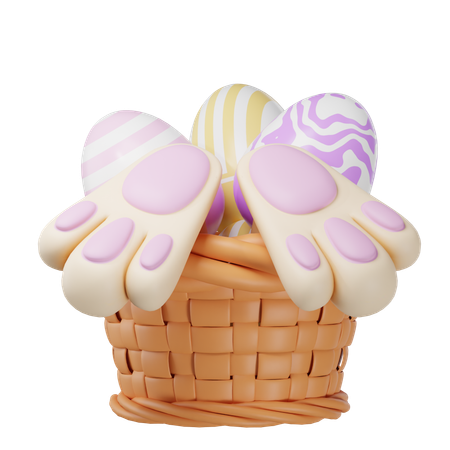 Easter day with eggs basket  3D Icon