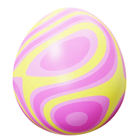 Cute Cartoon 3 D Easter Egg With Abstract Pink And Yellow Pattern Beautiful Painted Eggs For Easter Egg Hunt Or Egg Decorating Happy Easter Day Festival Spring Holiday 3D Icon