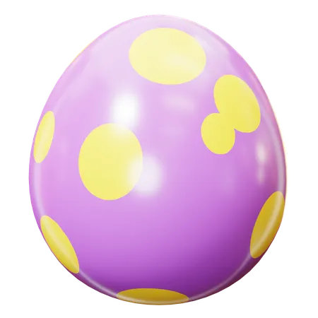 Cute Cartoon 3 D Easter Egg With Abstract Dots Magenta And Yellow Pattern Beautiful Painted Eggs For Easter Egg Hunt Or Egg Decorating Happy Easter Day Festival Spring Holiday 3D Icon