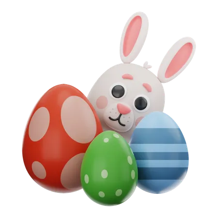 Easter Egg And Rabbit  3D Icon