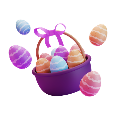 Easter egg basket  3D Illustration