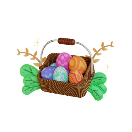 Easter egg basket  3D Illustration