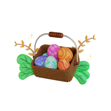 Easter egg basket  3D Illustration