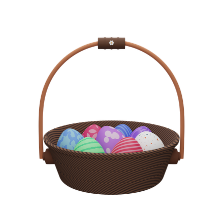 Easter Egg Basket  3D Illustration