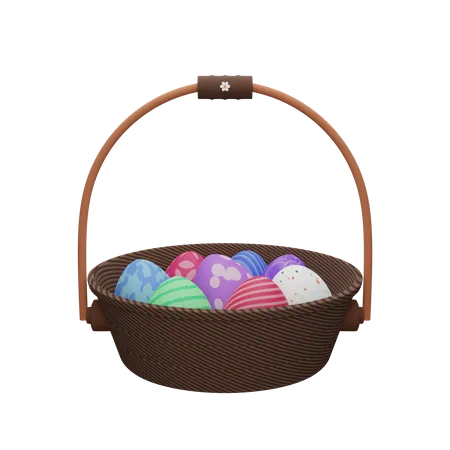 Easter Egg Basket  3D Illustration