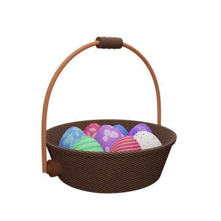 Easter Egg Basket  3D Illustration