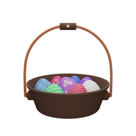 Easter Egg Basket 3D Illustration