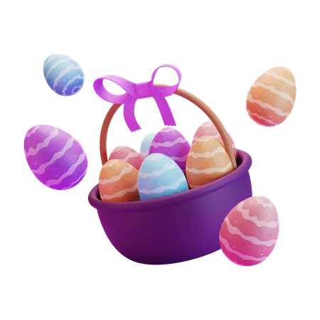 Easter egg basket  3D Illustration