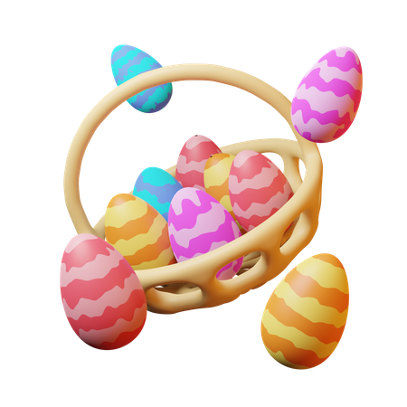 Easter Egg Basket 3D Illustration
