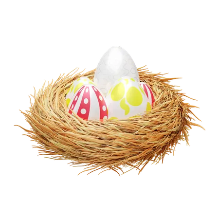 Easter egg in nest  3D Icon