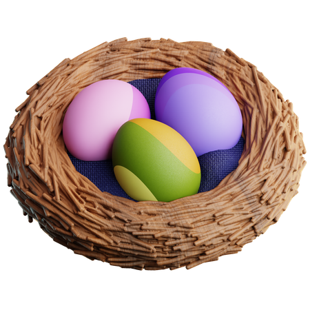 Easter Egg On Bird Nest  3D Icon