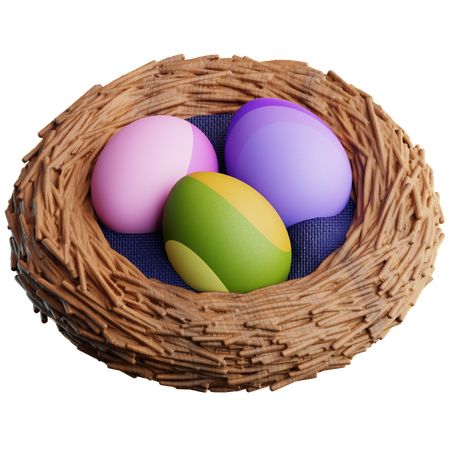 Easter Egg On Bird Nest  3D Icon