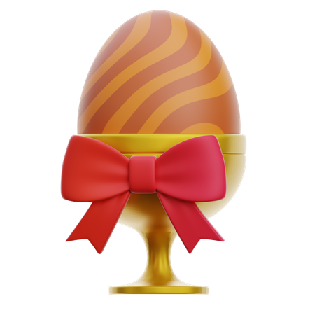 Easter Egg On Cup With Ribbon  3D Icon