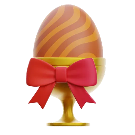 Easter Egg On Cup With Ribbon  3D Icon