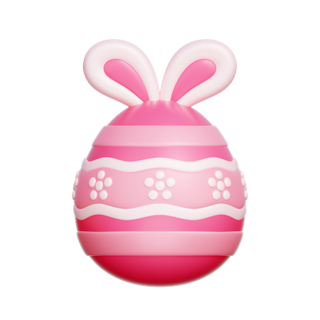 Easter Egg with Bunny Ear  3D Icon