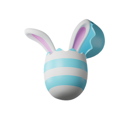 Easter Egg With Ear Rabbit  3D Icon