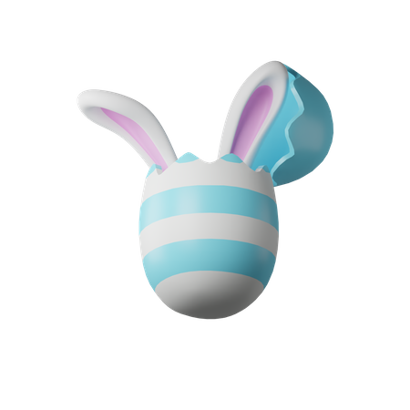Easter Egg With Ear Rabbit  3D Icon