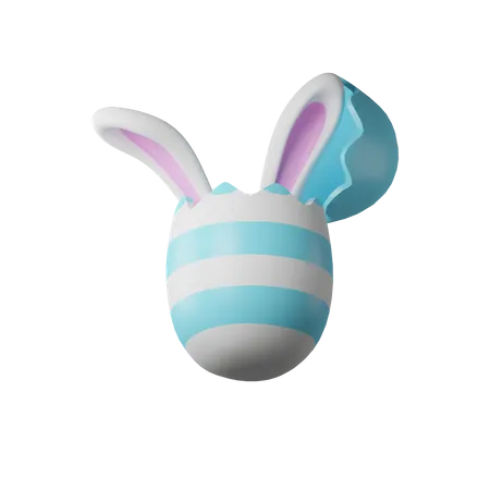 Easter Egg With Ear Rabbit  3D Icon