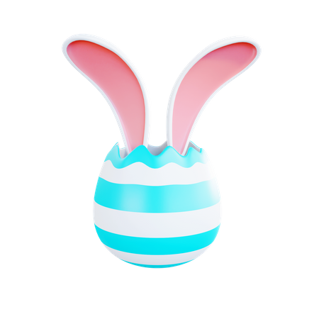 Easter Egg With Rabbit Ear  3D Icon