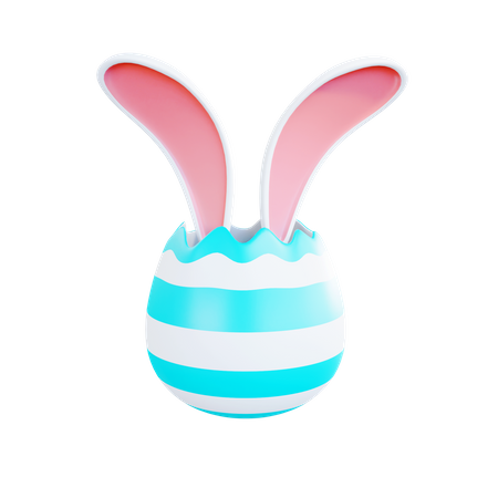 Easter Egg With Rabbit Ear  3D Icon