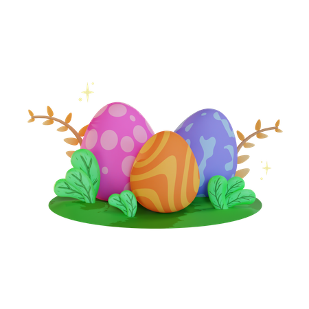 Easter Eggs  3D Illustration