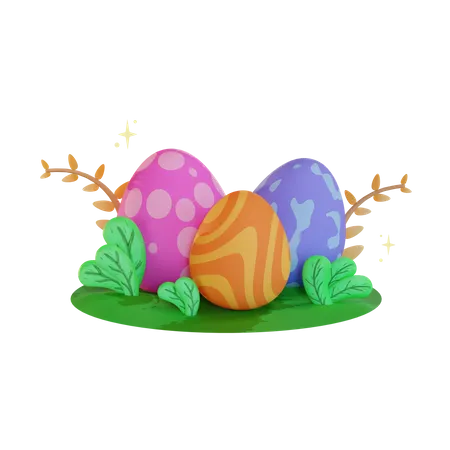 Easter Eggs  3D Illustration