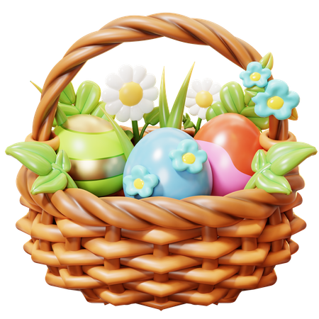 Easter Eggs Basket  3D Icon