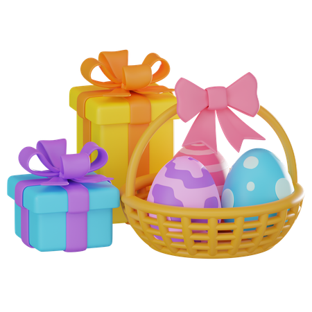 Easter Eggs Basket  3D Icon