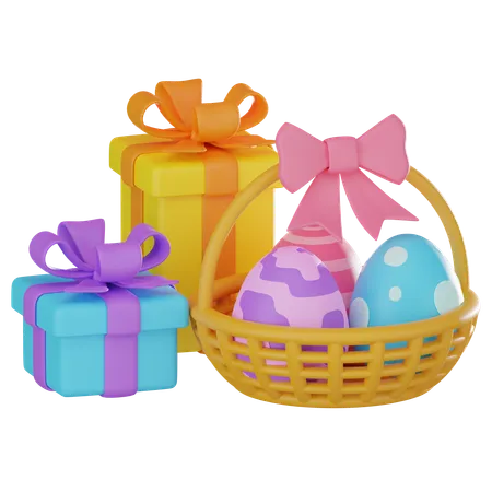 Easter Eggs Basket  3D Icon