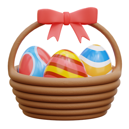 Easter Eggs Basket 3D Illustration