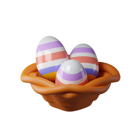 Easter Eggs In Basket  3D Icon