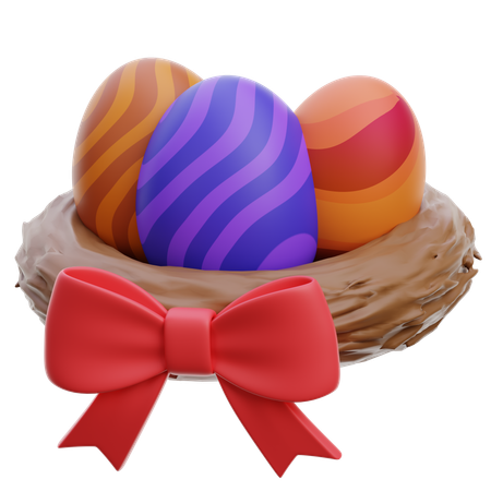 Easter Eggs On Bird Nest  3D Icon