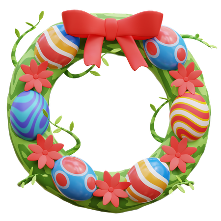 Easter Eggs Wreath 3D Illustration