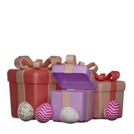 Easter gift box 3D Illustration